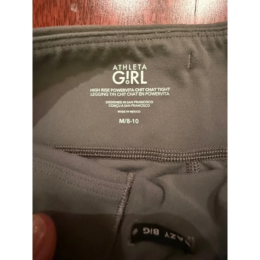 Athleta Girl Leggings Bundle M 8-10 Black Olive Green Navy 3pk